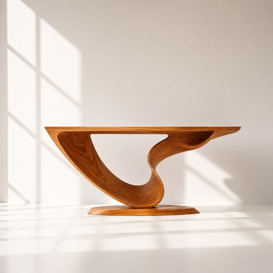 Organic Modern Sculptural Wood Console Table