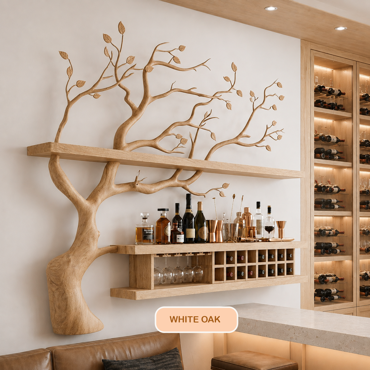 Wall Mounted Wood Tree Wine Rack