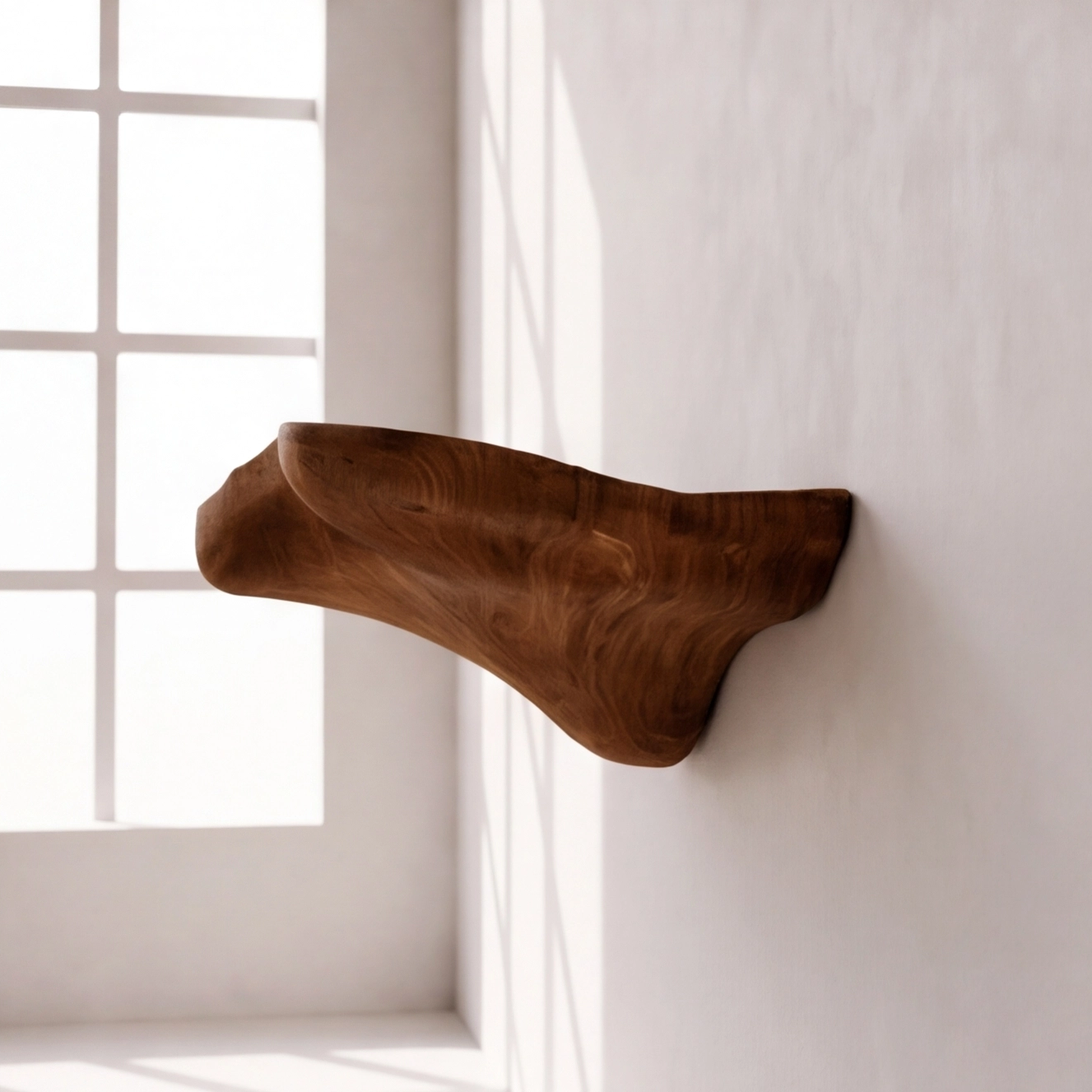Minimalist Floating Wood Mushroom Shelf