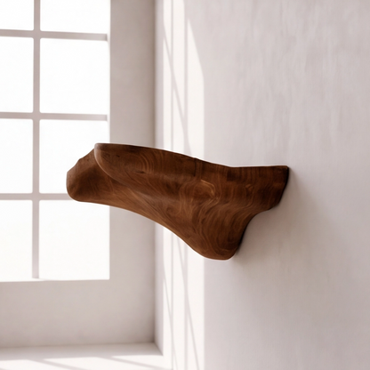 Minimalist Floating Wood Mushroom Shelf