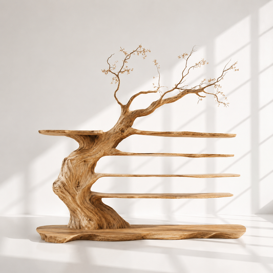 Live Edge Wood Tree Bookshelf