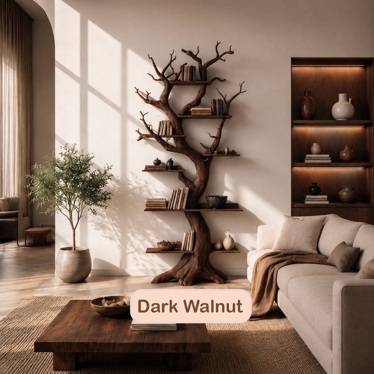 Solid Wood Tree Shaped Bookshelf