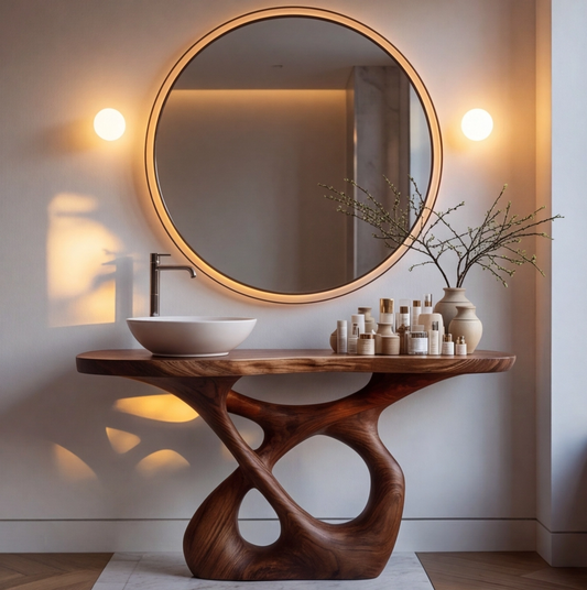 Handmade Solid Wood Bathroom Vanity Console