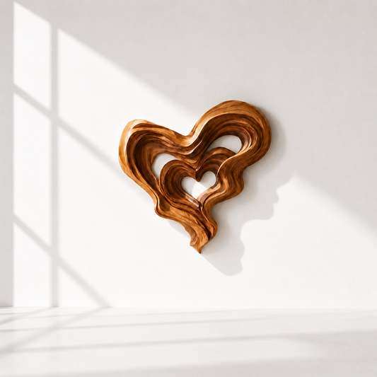 Abstract Wooden Heart Wall Art Sculpture