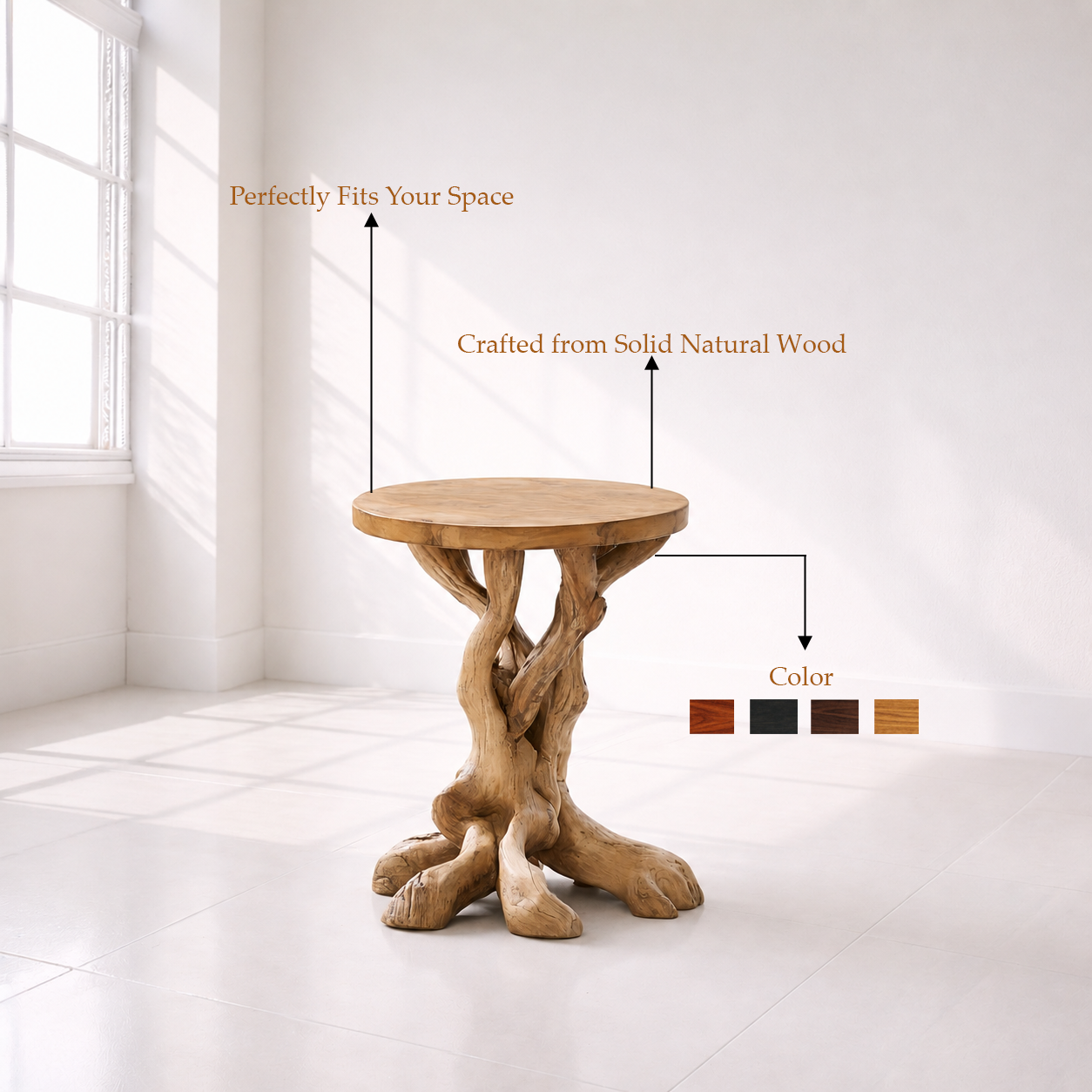 Modern Rustic Tree Root Side Table
