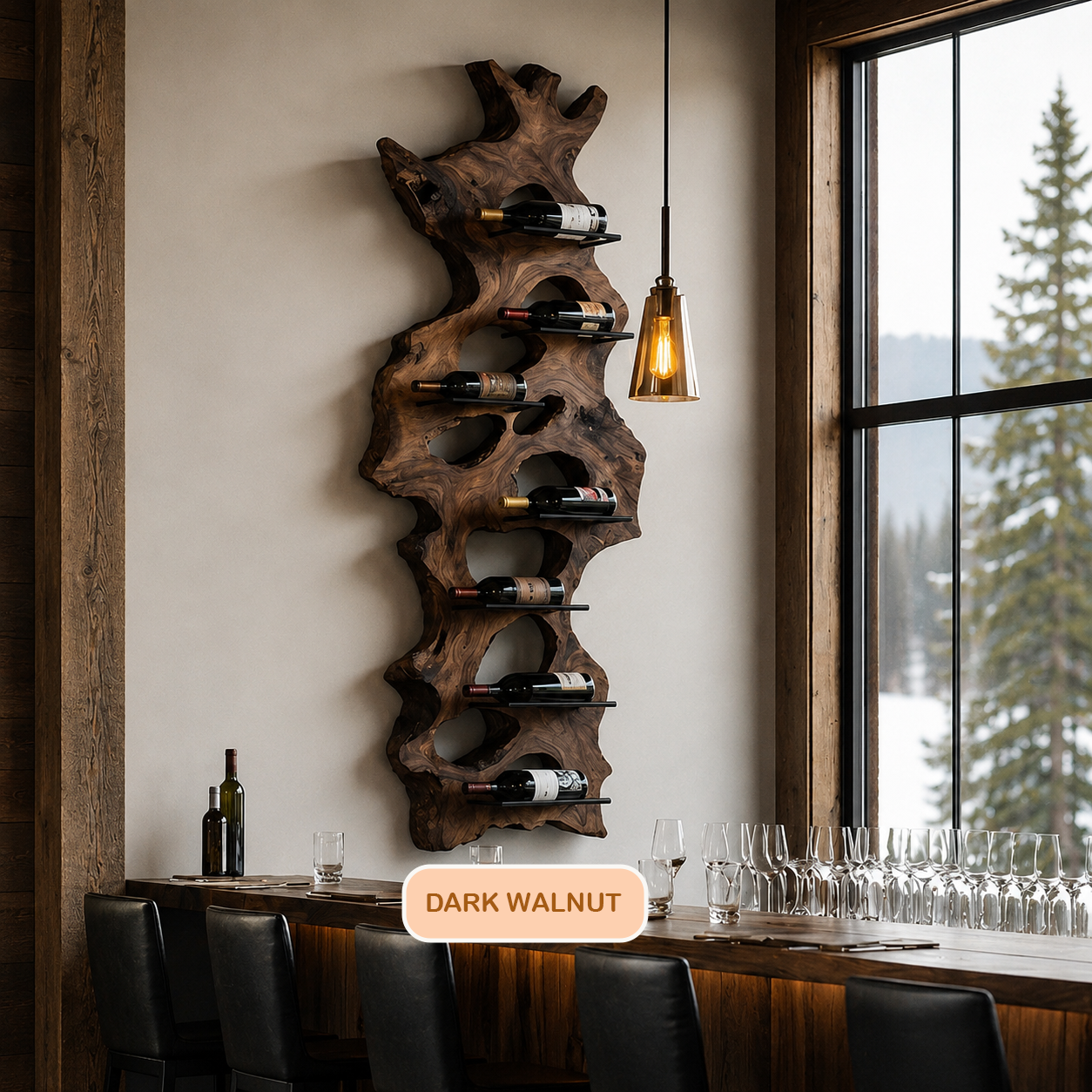 Floating Live Edge Wine Rack