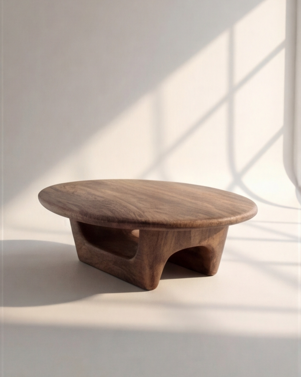 Solid Wood Round Low Coffee Table