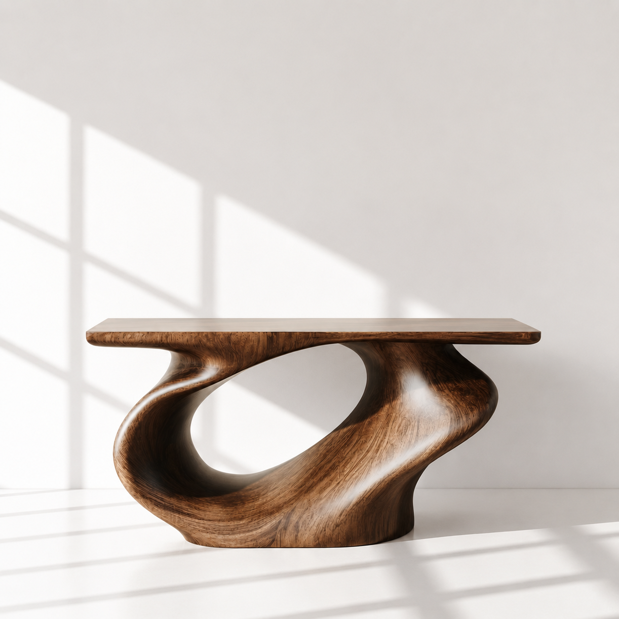 Modern Sculptural Wood Console Table