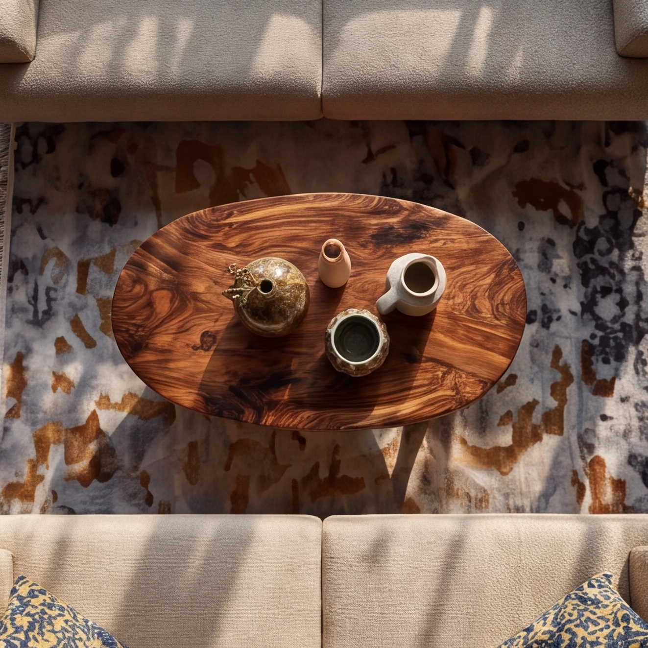Biophilic Modern Sculptural Wood Coffee Table
