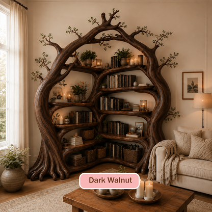 Solid Wood Tree Shaped Display Bookshelf