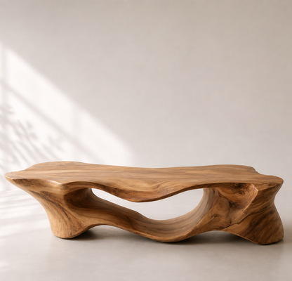 Handmade Sculptural Solid Wood Coffee Table