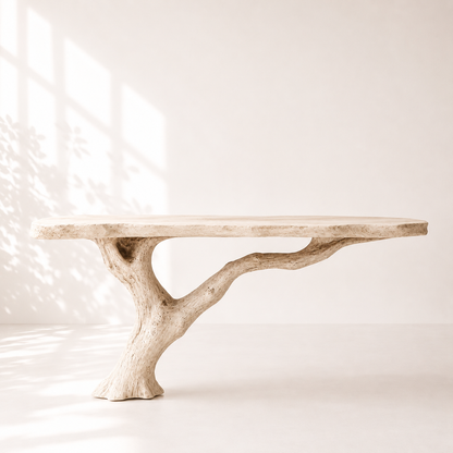 Rustic Sculptural Natural Wood Console Table
