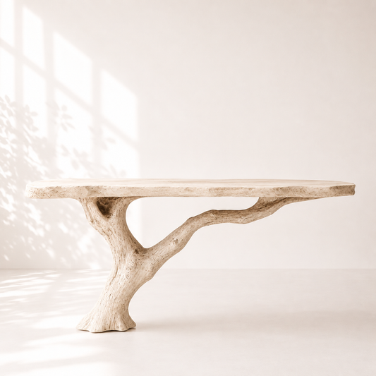 Rustic Sculptural Natural Wood Console Table
