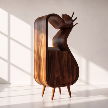 Modern Sculptural Wood Nightstand