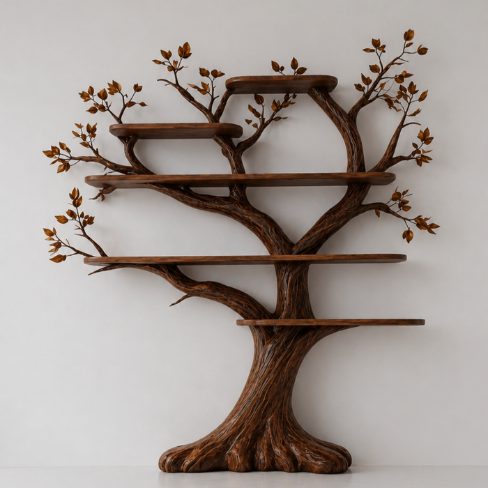 Wall Mounted Solid Wood Branch Bookshelf