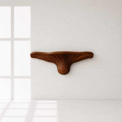 Sculptural Solid Wood Mushroom Floating Shelf