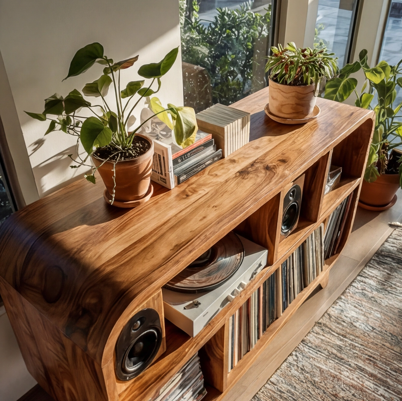 Solid Wood Vinyl Record Player Stand