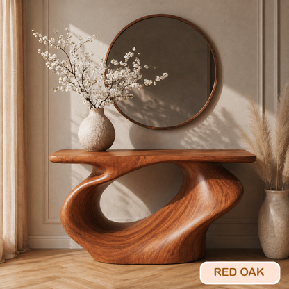 Modern Sculptural Wood Console Table