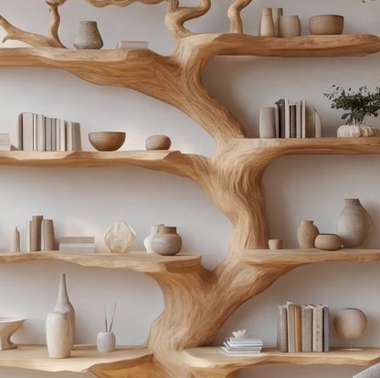 Botanical Inspired Wooden Tree Bookshelf
