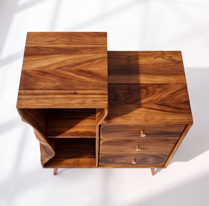 Organic Modern Sculptural Wood Nightstand