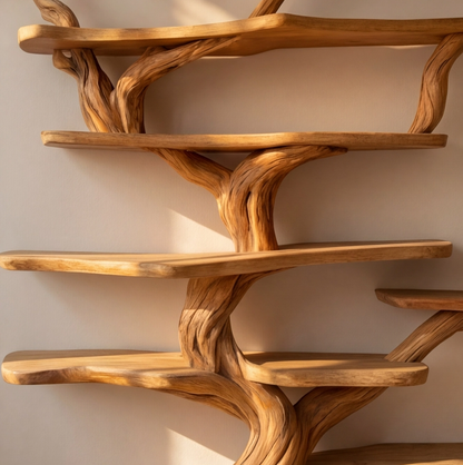 Organic Wood Tree Branch Bookshelf