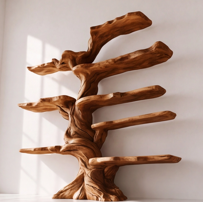 Artisan Wood Freestanding Tree Shaped Bookshelf