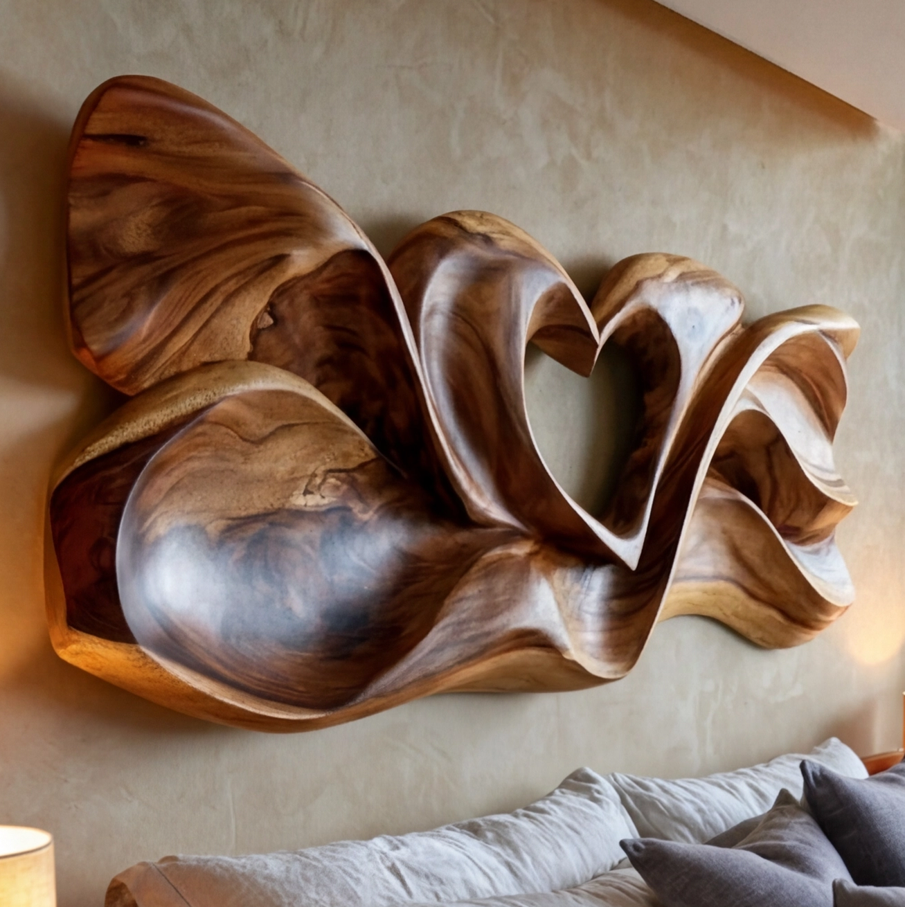 Abstract Wood Heart Wall Art Sculpture