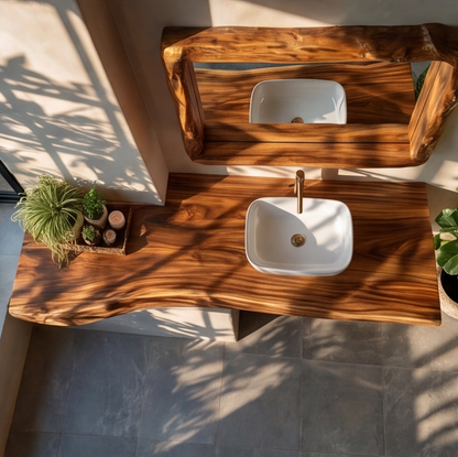 Live Edge Solid Wood Floating Bathroom Vanity