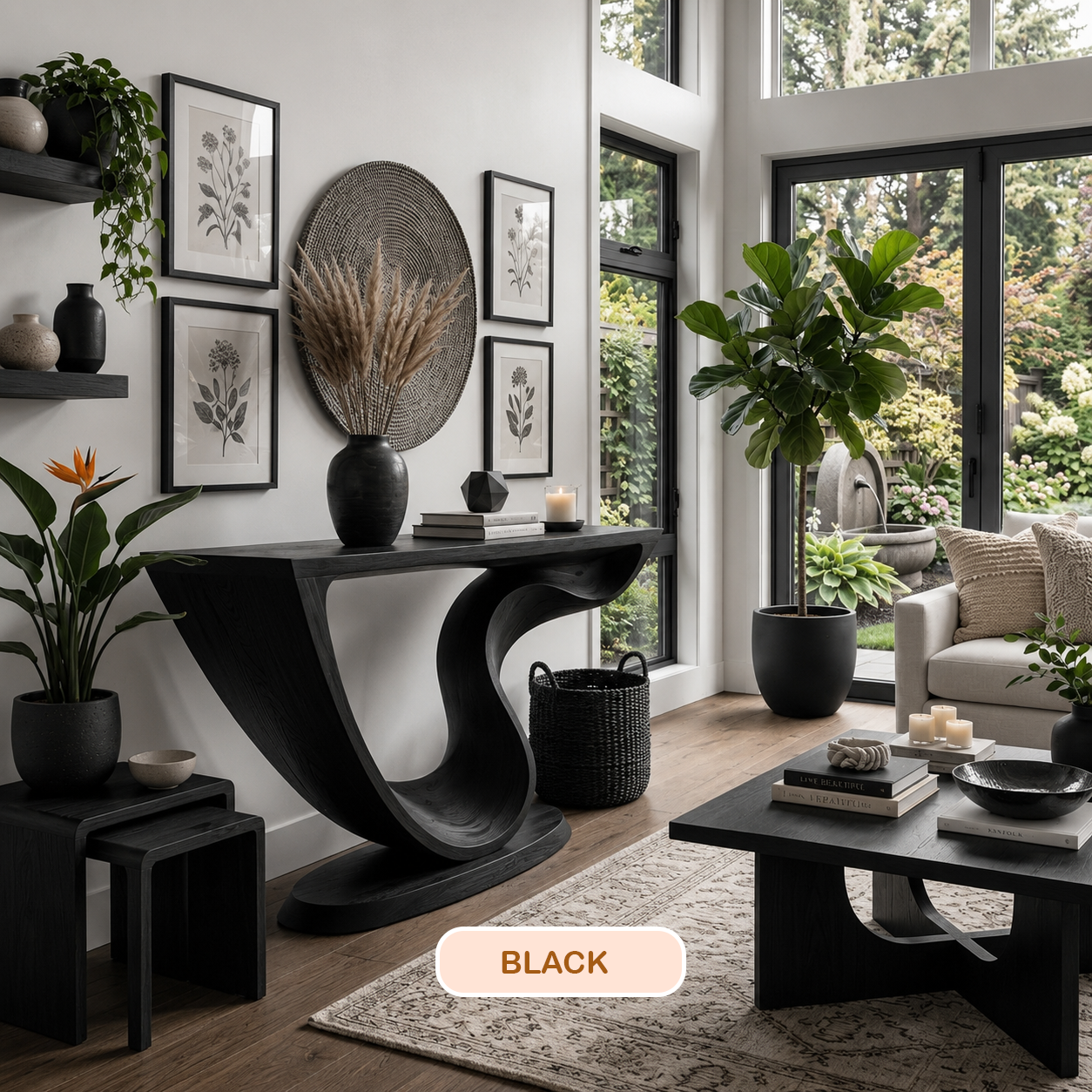 Organic Modern Sculptural Wood Console Table