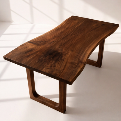 Modern Walnut Live Edge Wood Desk
