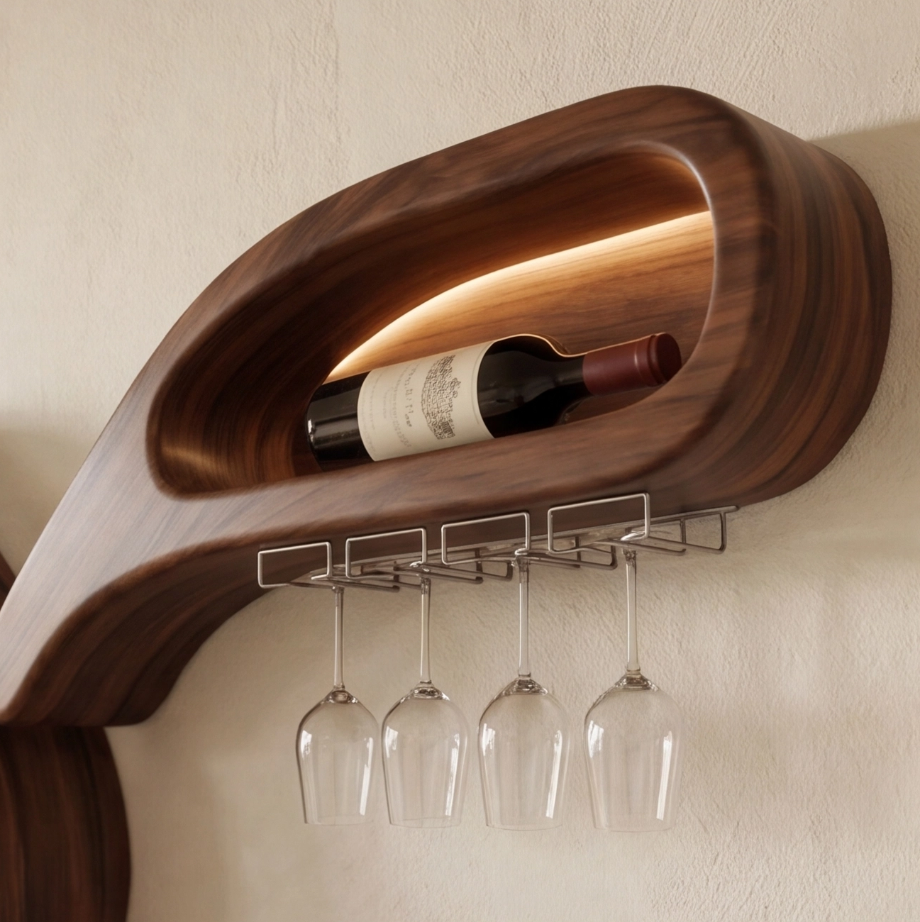 Wall Mounted Wood Wine Stemware Rack