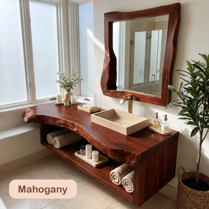 Rustic Solid Wood Bathroom Vanity Cabinet
