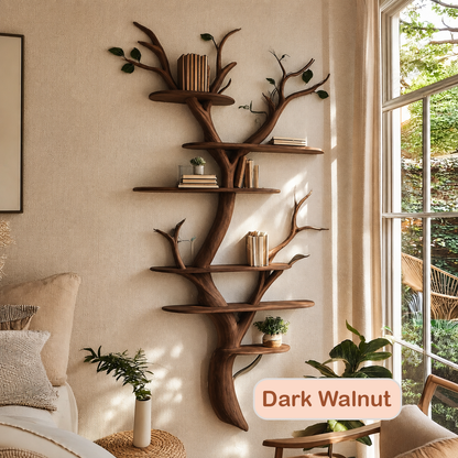Solid Wood Freestanding Tree Shaped Bookshelf