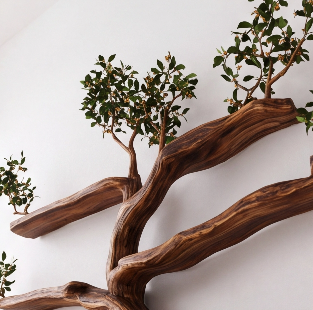 Rustic Solid Wood Tree Branch Shelving