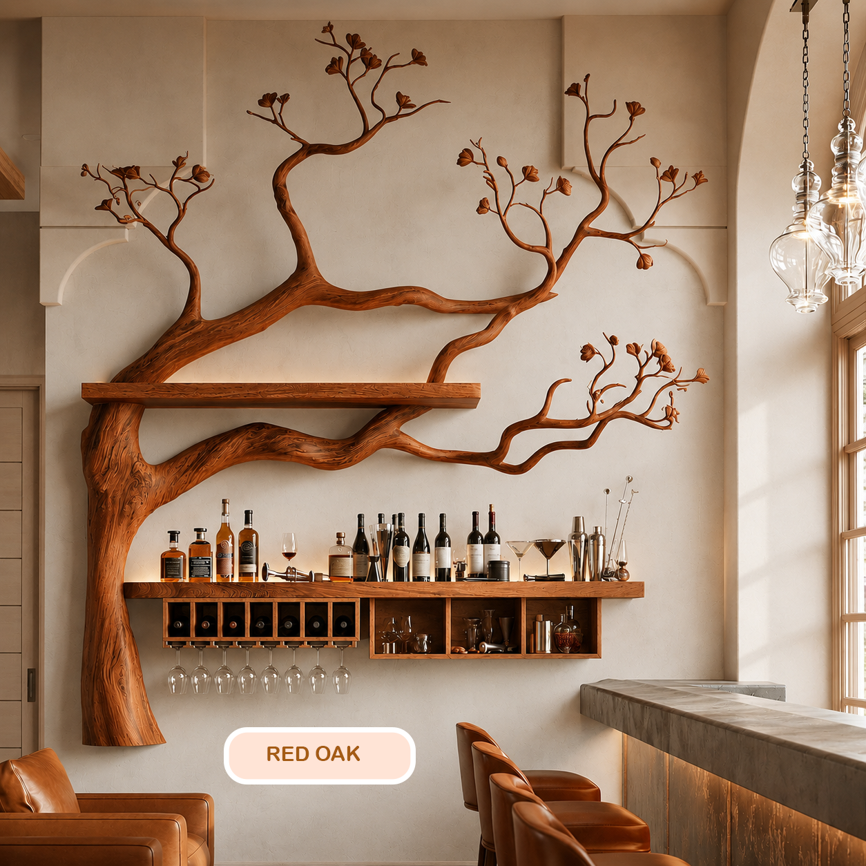 Rustic Solid Wood Wall Mounted Wine Rack
