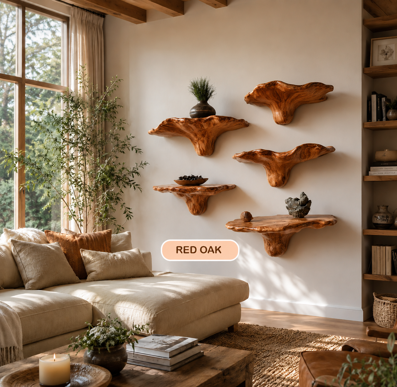 Organic Wood Mushroom Floating Shelf
