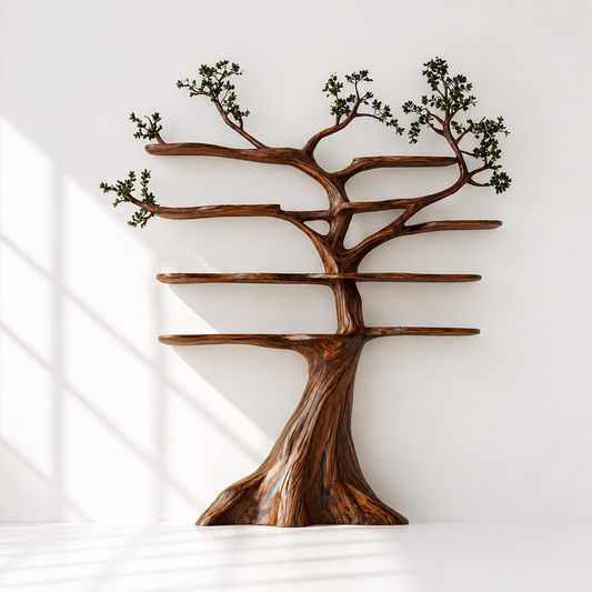 Wall Mounted Rustic Tree Bookshelf