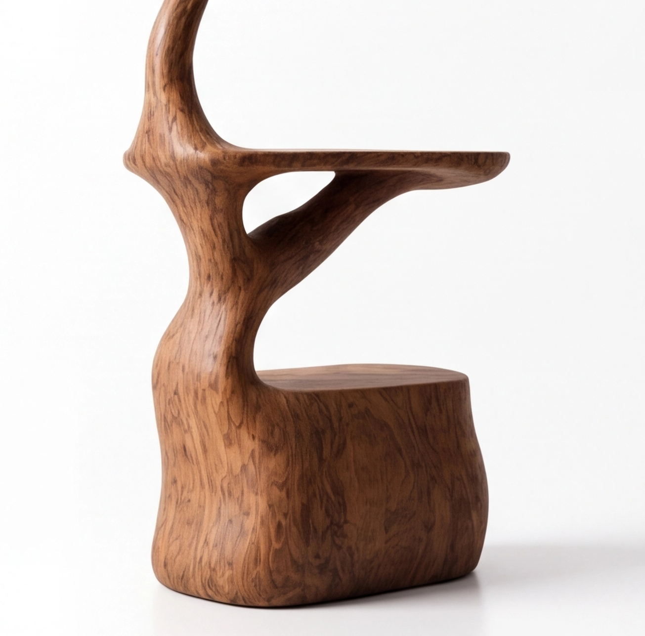 Modern Sculptural Wood Record Player Stand