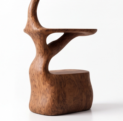 Modern Sculptural Wood Record Player Stand