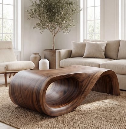 Organic Modern Curved Wood Coffee Table