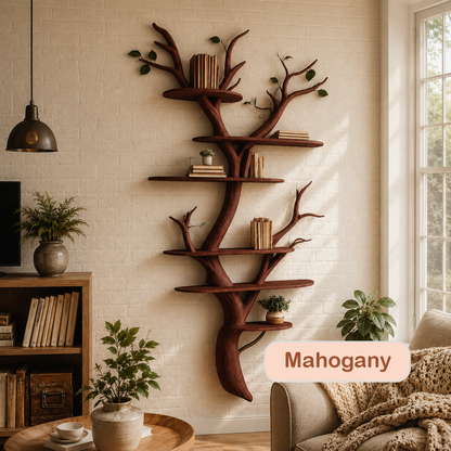 Solid Wood Freestanding Tree Shaped Bookshelf