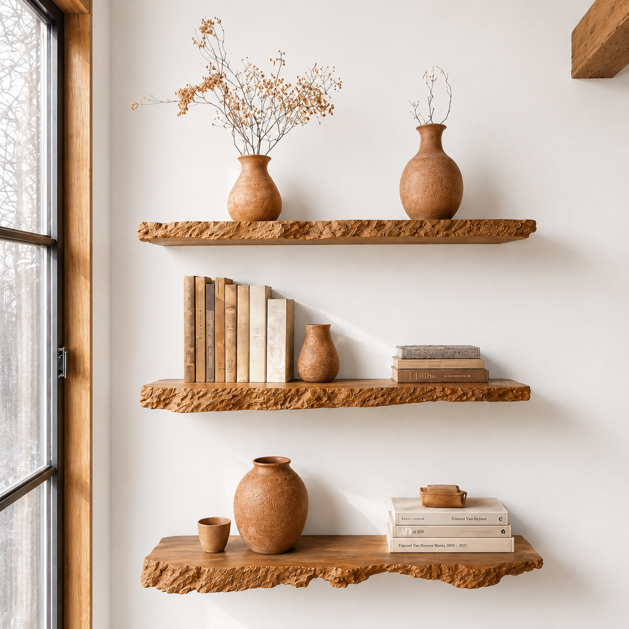Rustic Solid Wood Floating Shelf