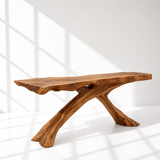 Rustic Organic Wood Console Table