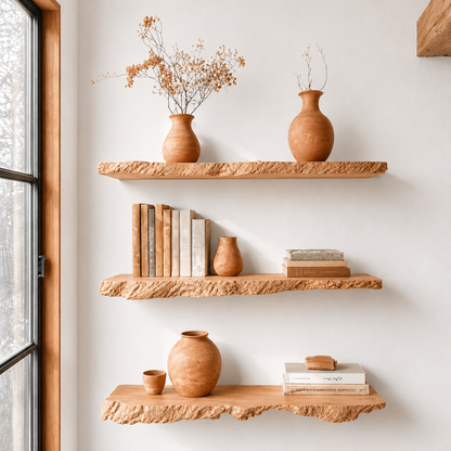 Rustic Solid Wood Floating Shelf