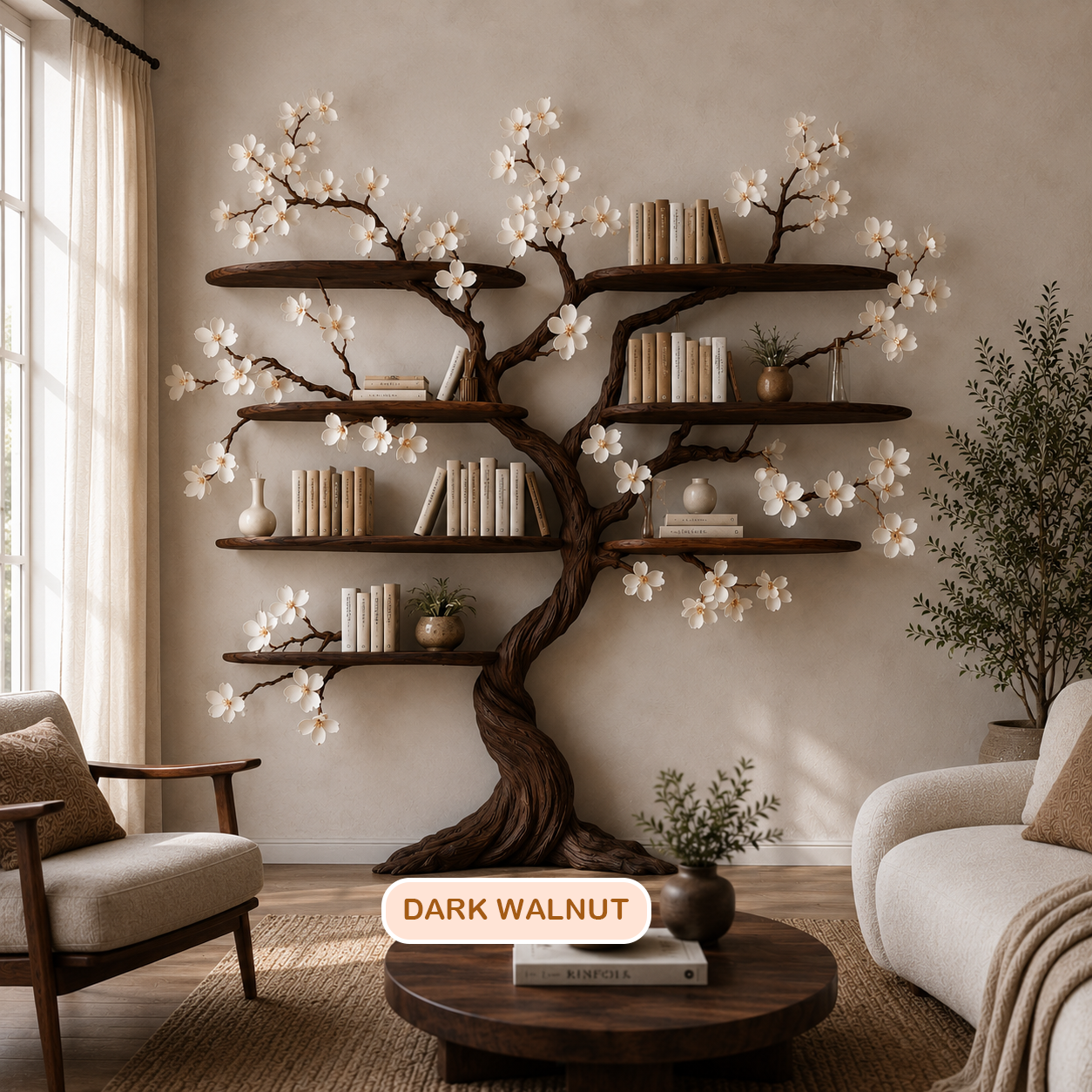 Nature Inspired Wooden Tree Shelf