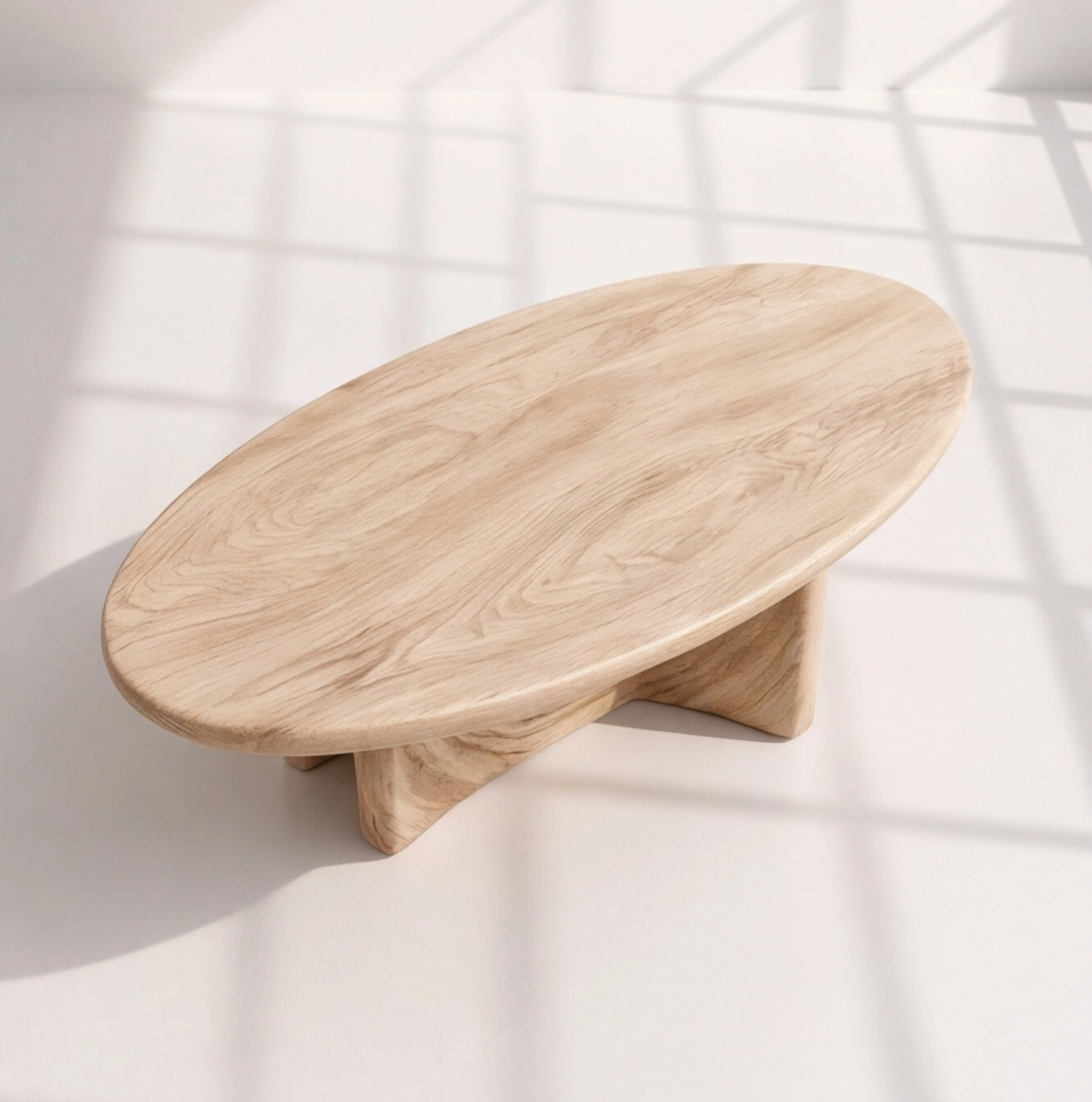 Modern Solid Wood Oval Coffee Table