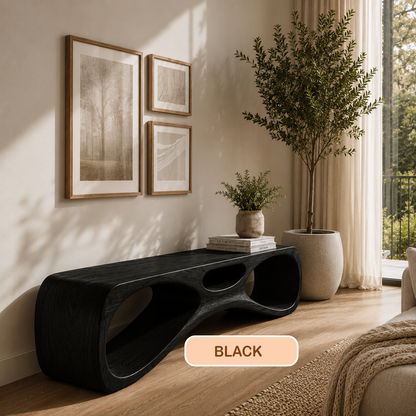 Organic Modern Sculptural Wood Entryway Bench