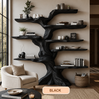 Artisan Wood Freestanding Tree Shaped Bookshelf