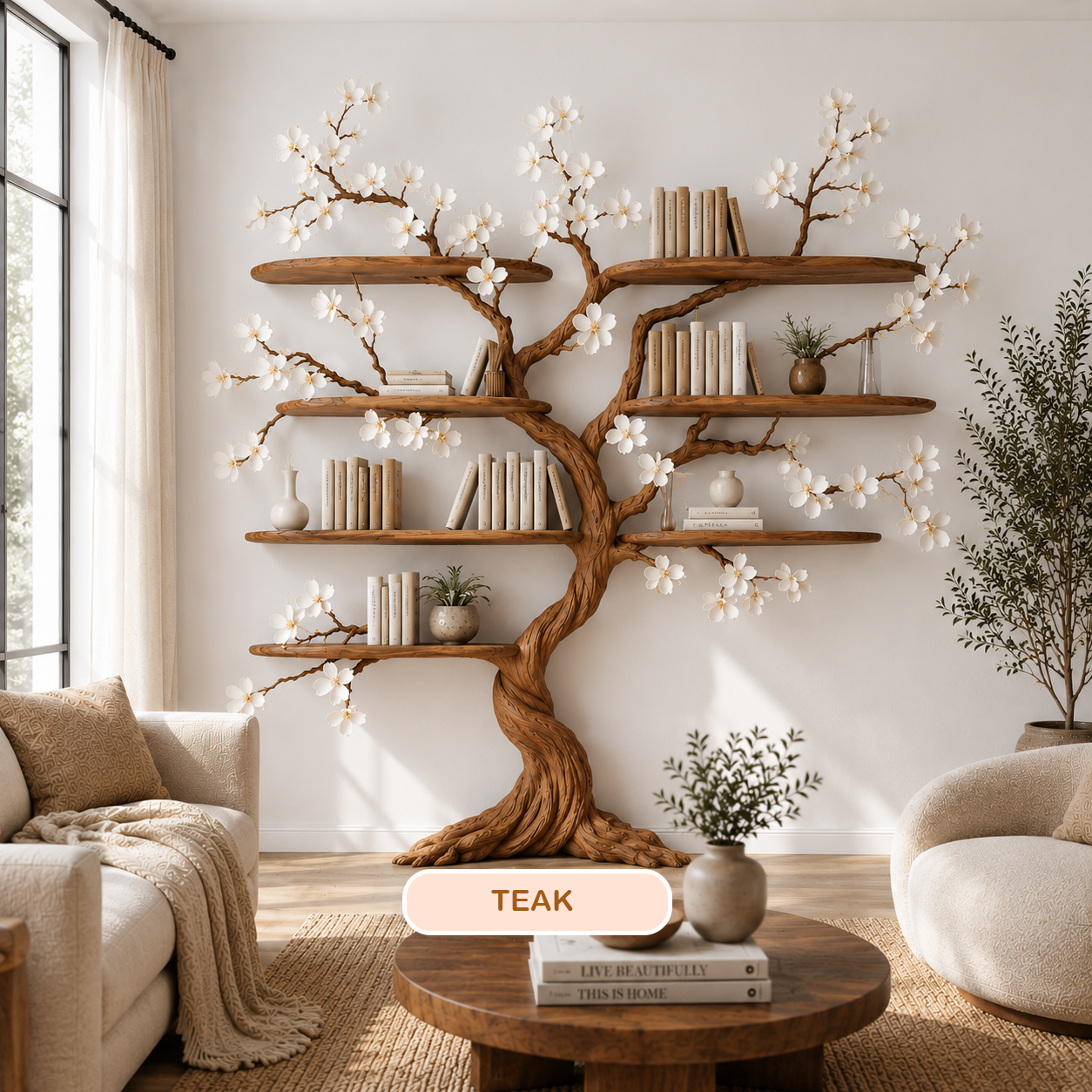Nature Inspired Wooden Tree Shelf