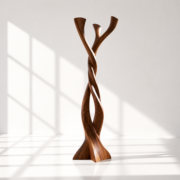 Sculptural Solid Wood Tree Coat Rack